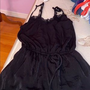 Black silk lace romper